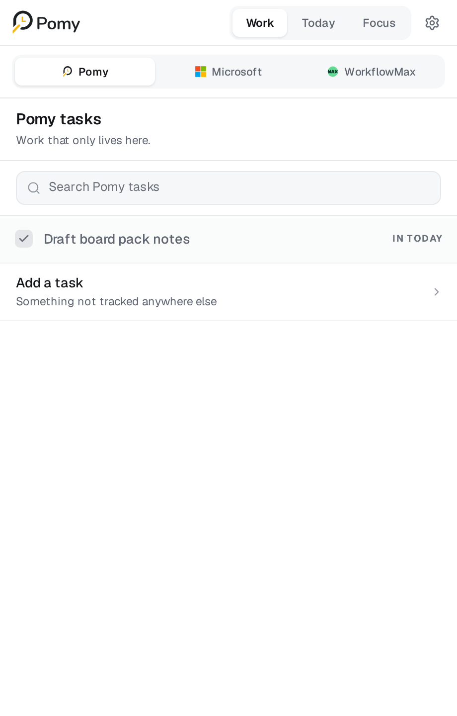Pomy Work — Pomy screen